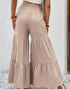 Drawstring Waist Tiered Flare Culottes