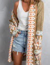 Geometric Open Front Long Sleeve Cardigan