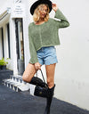 Round Neck Openwork Dropped Shoulder Knit Top