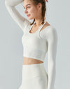 Halter Neck Long Sleeve Cropped Sports Top