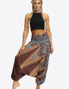 Printed Smocked Waist Harem Pants