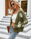 Flower Pattern Button Front Cardigan