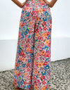 Floral Print Wide Leg Long Pants