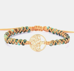 Handmade Tree Shape Beaded Copper Bracelet