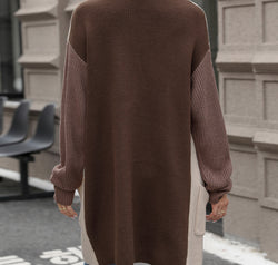 Contrast Open Front Long Sleeve Cardigan