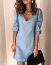 Full Size V-Neck Half Sleeve Dress