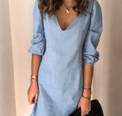 Full Size V-Neck Half Sleeve Dress