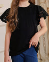 Round Neck Flutter Sleeve T-Shirt