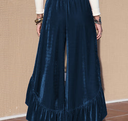 Slit Ruffled Wide Leg Pants