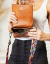 SHOMICO PU Leather Wide Strap Crossbody Bag