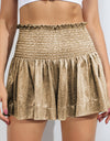 Glitter Smocked High-Waist Shorts