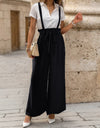 Tied Wide Leg Pants with Shoulder Straps