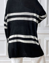 Striped Open Front Dropped Shoulder Cardigan