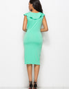 Ruched Ruffled Cap Sleeve Dress