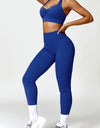 Ruched Halter Neck Bra and Pocketed Leggings Active Set