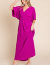 BOMBOM Surplice Maxi Dress with Pockets