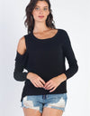 UNIQ Cold Shoulder Long Sleeve Knit Top