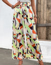 Printed Smocked Waist Wide Leg Pants