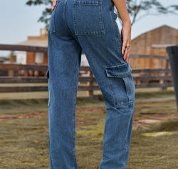 High Waist Cargo Jeans