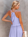 Ruffled Sleeveless Tiered Maxi Dress with Pockets