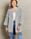 Woven Right Heathered Open Front Longline Cardigan