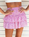 Printed Frill Trim Smocked Mini Skirt