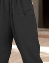 Button Detail Elastic Waist Pocket Pants