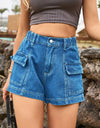 High-Waist Denim Shorts with Pockets