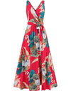 Slit Tied Printed Surplice Dress