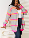 Woven Right Ribbed Long Sleeve Cardigan