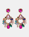 Zinc Alloy Frame Glass Stone Dangle Earrings