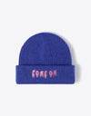 COME ON Embroidered Cuff Knit Beanie