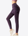 Drawstring Ruched Faux Layered Yoga Leggings