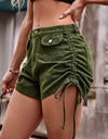 Drawstring Denim Shorts with Pockets