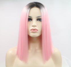 13*3" Lace Front Wigs Synthetic Mid-length Straight 12" 130% Density