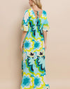 ODDI Floral Printed Slit Maxi Dress