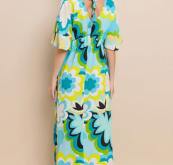 ODDI Floral Printed Slit Maxi Dress