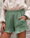 Elastic Waist Shorts with Pockets