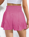 Smocked Tie-Front High-Rise Shorts