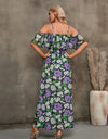 Floral Spaghetti Strap Cold-Shoulder Slit Maxi Dress