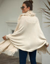 Fringe Open Front Long Sleeve Poncho