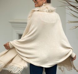 Fringe Open Front Long Sleeve Poncho