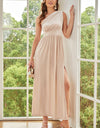 One-Shoulder Split Sleeveless Dress