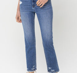 Lovervet High Rise Raw Hem Straight Jeans
