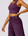 Round Neck Wide Strap Cropped Active Tank