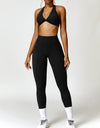 Twisted Halter Neck Bra and High Waist Leggings Active Set