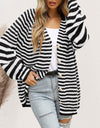 Striped Button Down Long Sleeve Cardigan