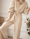 V-Neck Tie Waist Wide Leg Jumpsuit