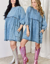 HEYSON Full Size Oversized Denim Babydoll Dress