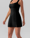 Square Neck Sleeveless Slit Mini Active Dress